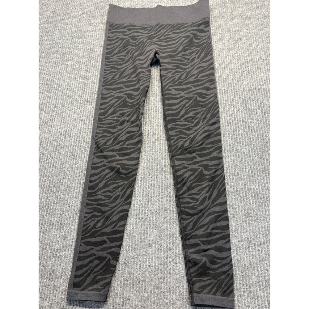 Ivivva Lululemon Girls Size 14 Zebra Print Seamless Leggings Charcoal Grey Black